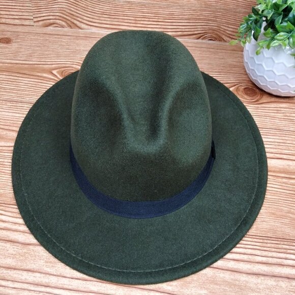 Minimalist fedora hat one-size plain army green casual unisex main image 7
